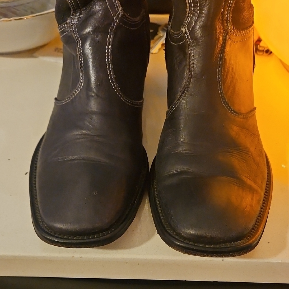 Mark Nason Black and Brown Embellished Long Zipper Boots - Picture 4 of 8